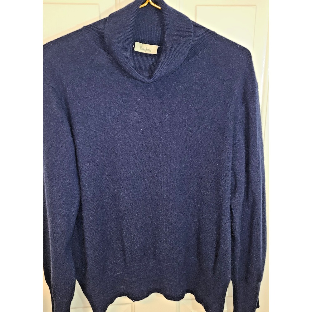 Neiman‎ Marcus Womens Blue Turtleneck Sweater 3X 100% Cashmere Soft Preowned